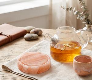 Bloc de Présentation en Pierre de Sel Rose de l'Himalaya, Fait Main, Rond, Rainuré, Cristal Naturel, Qualité Alimentaire, OEM Feng Shui - Product Image 3