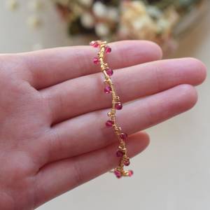 Bracelet jonc en quartz rouge rubis fait main, pierre de naissance de juillet, cadeau pour elle, argent sterling 925 plaqué or 14 carats - Product Image 5