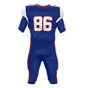 Ensemble uniforme de football américain pour hommes Motto Fury, bleu, rouge, blanc, numéro 86, maillot rembourré et pantalon - Product Image 4