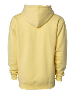 Sweat à capuche jaune premium pour homme, en molleton de coton épais, coupe oversize, style streetwear décontracté, personnalisable avec logo - Product Image 3