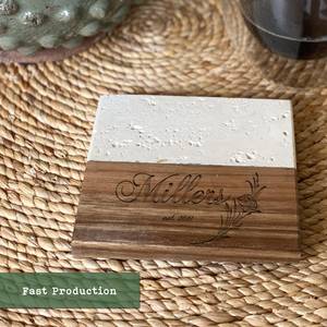 NEHA ENTERPRISES Premium Marble Wood Drink Coasters Handmade <b>Table</b> <b>Protector</b> Set for Home Decoration - Product Image 4