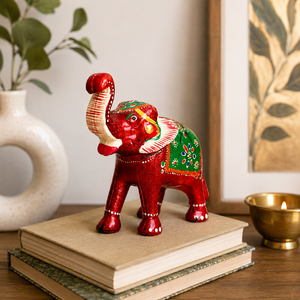Figurine d'éléphant en bois artisanale, peinte à la main, style Art Déco, statue pour la maison ou le bureau, décoration de table de mariage faite à la main - Product Image 6