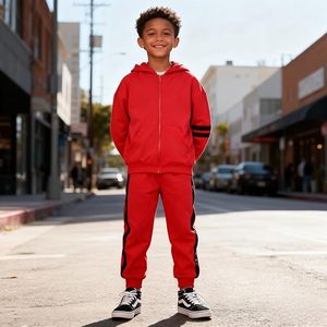 วัสดุผ้าริบ มีแถบรัดเอว กางเกงเอวยางยืด ปรับขนาดได้ ชุดสองชิ้น ชุดใส่ประจำวัน ชุดไปโรงเรียน ชุดใส่กลางแจ้ง - Product Image 4