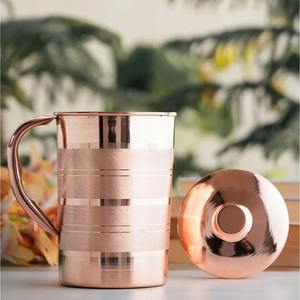 Juego de jarra de agua de cobre ayurvédica hecha a mano con dos vasos, ideal para un estilo de vida saludable, almacenamiento diario de agua y uso para servir. - Product Image 5