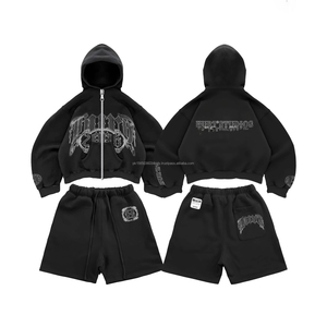 Ropa de Otoño para Mujer 2025, Pantalones Cortos con Logotipo Personalizado, Chándal para Hombre, Sudadera con Capucha y Pantalones Cortos al por Mayor, Conjunto de Dos Piezas Morado - Product Image 3