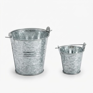 Lot de seaux en acier galvanisé avec poignées en fil métallique, écologiques, en zinc, pour la maison et le jardin, paniers métalliques de style antique - Product Image 1