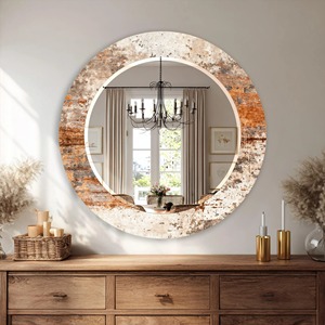 Round Glass Wall <b>Mirror</b> Weathered Copper Patina Inspired Design Handmade Bone Inlay Modern Bathroom Vanity <b>Mirror</b> REHMAN CRAFT - Product Image 4