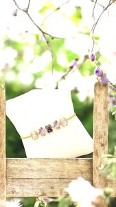 Pulsera de Cristal con Amatista, Regalo para Damas de Honor, Plata de Ley 925, Chapado en Oro de 14K, Estilo Vintage, Certificado IGI, para Mujer - Product Image 5