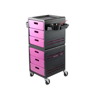 Carrito de Almacenamiento Multiusos de Acero Inoxidable Rosa, con Ruedas, para Herramientas de Peluquería, para Salón de Belleza - Product Image 1