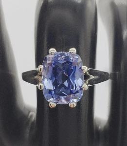 Anillo solitario de moissanita de 7 quilates con zafiro azul talla cojín para mujer, chapado en oro, plata 925 original, regalo de promesa para amantes - Product Image 3