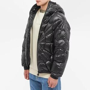 Men Glossy Spider Web Puffer Jacket Hooded Winter Warm Shiny <b>Bubble</b> <b>Coat</b> Thick Padded Outerwear Custom Wholesale Parka Jacket - Product Image 3