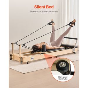 Machine de Pilates pliable en bois avec double résistance à ressort, lit de Pilates pour la maison, la salle de sport et le studio, Reformer de Pilates Premium - Product Image 4