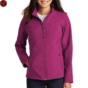 Veste polaire pour femme à manches longues, col montant, fermeture éclair, couleur unie, pour l'automne, longueur standard, veste softshell pour femme - Product Image 1