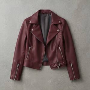 Chaqueta de Motociclista de Cuero Negra para Hombre, Cierre de Cremallera, Corte Regular, Cuello Camisero, Diseño Sólido Resistente al Viento, para Otoño - Product Image 3