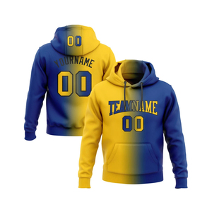 Hoodie de printemps personnalisé en tissu tissé dégradé, sublimation écologique, teinture ombrée bleu-jaune, vente en gros pour équipes sportives - Product Image 1