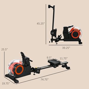 Vogatore Pieghevole Rosso per Allenamento Cardio in Palestra con Monitor LCD e Supporto Tablet con Ruote - Product Image 3
