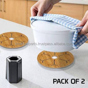 Sous-verres en bois de bambou faits à la main Lot de 2 tapis légers et résistants à la chaleur Idéal pour la protection quotidienne de la table - Product Image 5