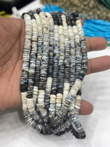 Perles de pierres précieuses de haute qualité pour la fabrication de bijoux, 17 pouces, opale dendrite naturelle, forme Heishi lisse, taille 6-7 mm - Product Image 4