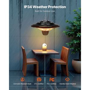Chauffe-terrasse infrarouge électrique 1500W avec protection IP34, design suspendu réglable avec cordon de 23,6 pouces - Product Image 4