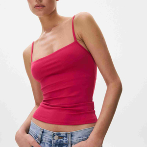 Custom Logo Women's Knitted Breathable Solid Camisole Scoop Neck <b>Spaghetti</b> <b>Strap</b> <b>Tank</b> <b>Tops</b> Summer Sleeveless Slips - Product Image 5
