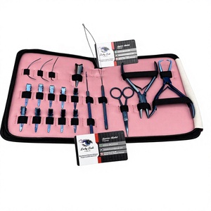 ชุดอุปกรณ์ต่อผมมืออาชีพ Lucky Lash Tools ทำจากสแตนเลส พร้อมอุปกรณ์เสริมสำหรับร้อยลูกปัดแบบเร็ว สีฟ้าพลาสม่า - Product Image 3