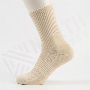 Crew <b>Socks</b> Solid Color Knitted Cotton Breathable Daily Wear Adult Regular Style Spring Season - Product Image 3