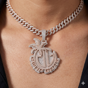 Men's Hip Hop Style Custom Rose Gold Plated 925 <b>Silver</b> Double Layer Letter <b>Initial</b> Moissanite Diamond Big <b>Pendant</b> Party Necklace - Product Image 3