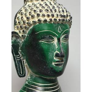 Estatua de cabeza de Buda de latón verde de 11 \ "escultura colgante de pared artesanal - Product Image 2