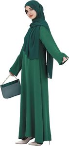 Women Modest Abaya Long Sleeve Round Neck Floor Length Solid Color <b>Loose</b> Fit Daily Wear Middle East Style Polyester <b>Dress</b> - Product Image 4
