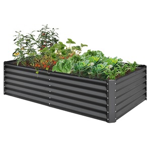 Bac à légumes surélevé en métal noir avec design ondulé pour la plantation en extérieur et la culture de légumes - Product Image 5