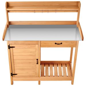 Stazione di Lavoro 3-in-1 per Giardinaggio all'Aperto con Tavolo in Legno e Piano in Ferro Zincato 44 X 19 per Hotel - Product Image 1