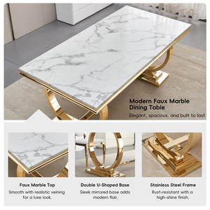Table à manger moderne de luxe en métal blanc en gros - Meuble écologique et durable pour hôtels et appartements - Product Image 4