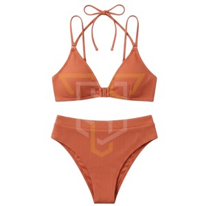 Conjunto de Bikini Personalizado para Mujer, Cintura Alta, Color Sólido, Spandex y Nailon de Alta Calidad, Traje de Baño Elástico de Dos Piezas - Product Image 3