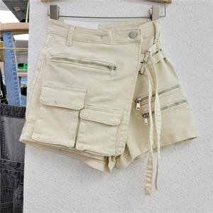 Trendy Women's <b>Denim</b> Shorts Boot Cut Quick Dry Mid Waist Vintage <b>Stretch</b> Pocket Jeans for Winter - Product Image 2