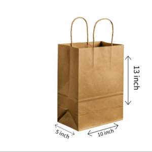 Sacs en papier brun moyen de haute qualité 10x5x13 pouces pour l'emballage de détail et de cadeaux, disponibles au prix de gros - Product Image 1