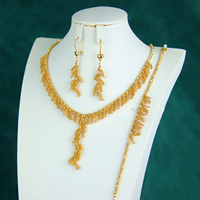 Exclusivo Juego de Joyería Vintage, Chapado en Oro de 21k, Diseño de Espigas de Trigo, Juego de Joyería para Boda, Regalo para Mujer