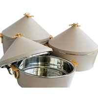 Ensemble de casseroles en céramique classique avec couvercle et base en acier inoxydable, récipient isotherme rond pour garder les aliments au chaud, compatible lave-vaisselle