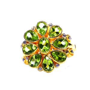 Wedding Wear 925 Sterling Silver <b>Gold</b> Plated Jewelry <b>Peridot</b> Gemstone Women Wear Classic <b>Ring</b> - Product Image 5