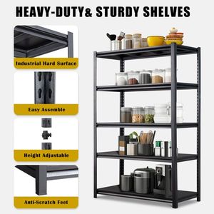 78\" H Adjustable Heavy Duty Garage Shelves 5 Tier 2200LBS Capacity Metal Utility Storage Organizer Racks Wide Utility Warehouse - Product Image 6