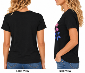 Women's Breathable Printed T-shirt Flashing Collarless Hollow Logo Design Regular Fit Short Sleeve Casual Top - Product Image 2