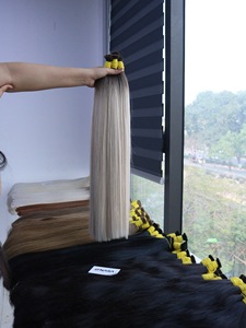 Extensiones de cabello virgen a granel ruso 100g Color claro 65cm longitud Remy grado vietnamita máquina de cabello humano trama Doble - Product Image 4