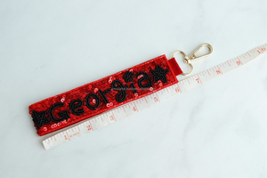 Georgia Beaded Keychain Sequin Letter Key Ring Handmade State Name Bead Keychain Embroidered Rectangle Key Holder Bag Pendant - Product Image 3