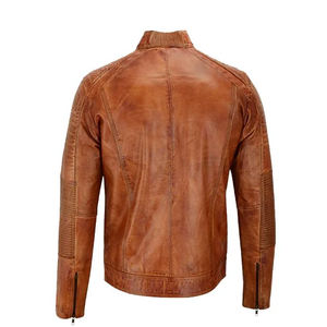 Blouson de motard en cuir noir pour homme 2026 avec col montant, imperméable et respirant, pour l'hiver - Product Image 2