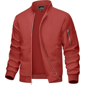 Blouson bomber marron pour homme, fermeture éclair, col montant, vêtement d'extérieur décontracté, coupe classique, matière polyester, automne - Product Image 4