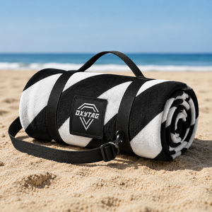 Serviette de Plage en Microfibre à Séchage Rapide Personnalisée Premium, Grande Serviette de Bain Anti-Sable à Rayures Géométriques, Fabricant Grossiste - Product Image 2