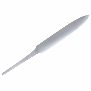 Hoja de cuchillo con punta de lanza en acabado satinado plateado, con espiga estrecha y delgada para la creación de mangos personalizados y proyectos de cuchillos DIY. - Product Image 4