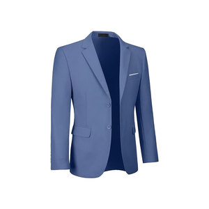 Blazer homme gris clair à col cranté, style britannique, coupe classique, tissu polyester infroissable - Product Image 2