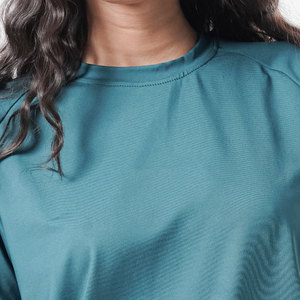 Camiseta de Yoga Deportiva de Talla Grande, Transpirable, de Verano, Ajustada, con Mangas Acampanadas, de Secado Rápido, Antipilling, Compresión, 100% Poliéster, Lisa - Product Image 4