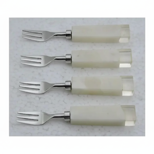 Juego de tenedores de acero inoxidable de alta calidad con mango de resina para bodas, eventos, restaurantes, hoteles, juego de accesorios de vajilla elegantes. - Product Image 4