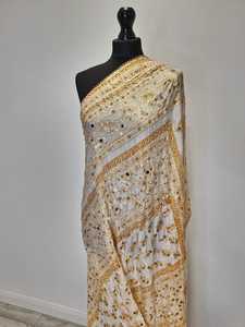Mirror Work Traditional <b>Shawl</b> for <b>Women</b> | scarves <b>shawls</b> & hijab Handmade Customize <b>Shawls</b> <b>Women's</b> Embroidered Ethnic Scarf - Product Image 4